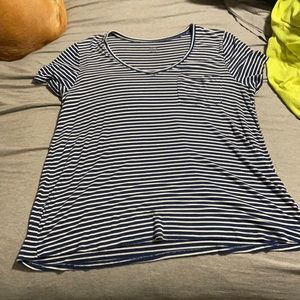 Navy Blue striped V-neck